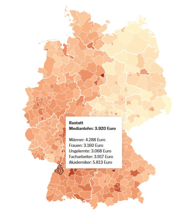 Median bér Rastatt régióban