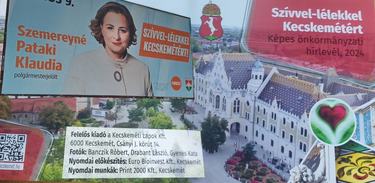 Szemereyné kampányplakátja és a részben önkormányzati cég által kiadott 